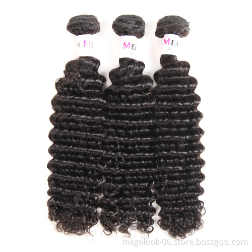 Raw Indian 10A Deep Wave Virgin Cuticle Aligned Human Hair Bundle Deals With Lace Frontal